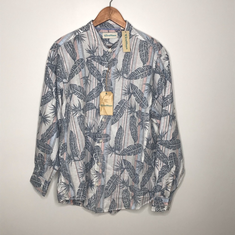 Roundtree & Yorke Caribbean striped tropical shirt
